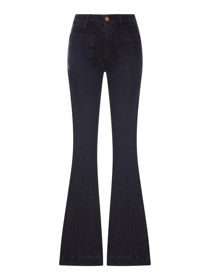 FLARE DENIM JEANS WITH PATCH POCKETS