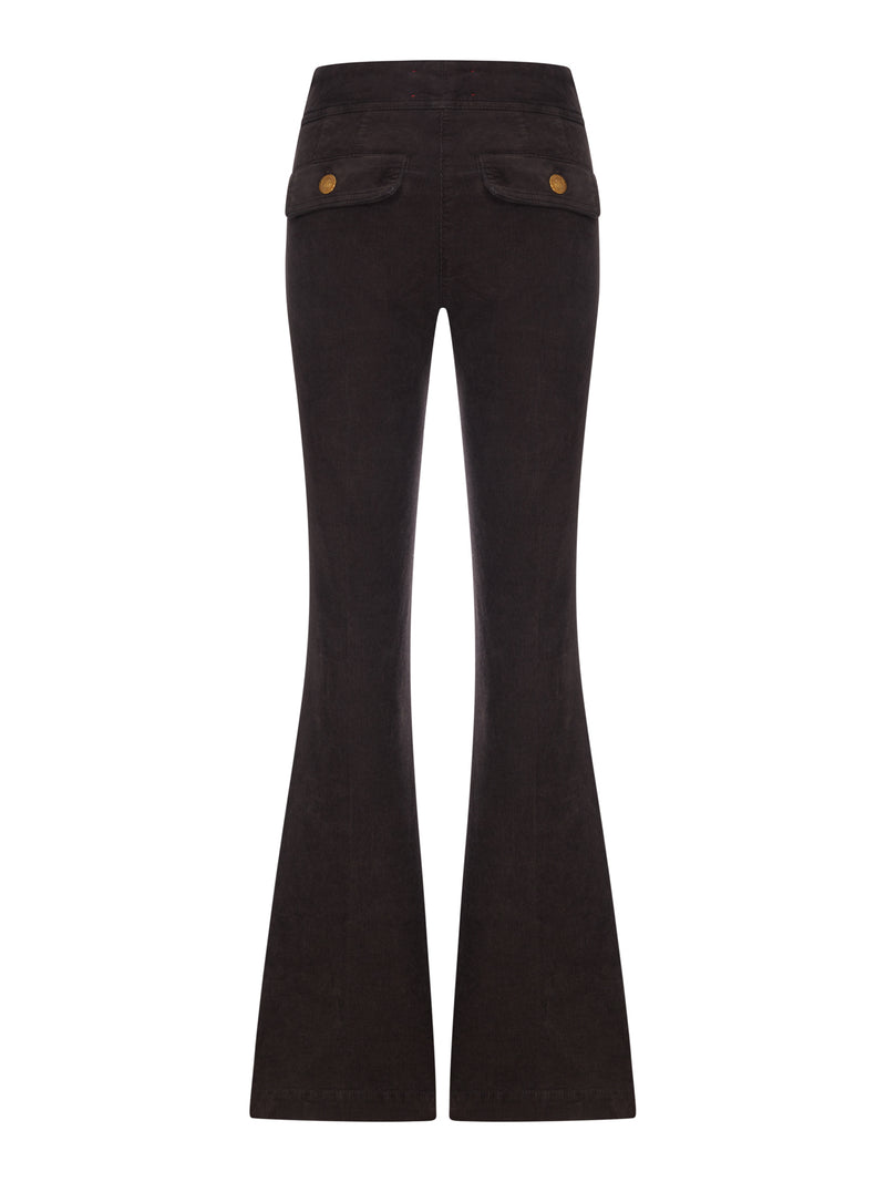 CORDUROY FLARED TROUSERS WITH GOLD BUTTONS
