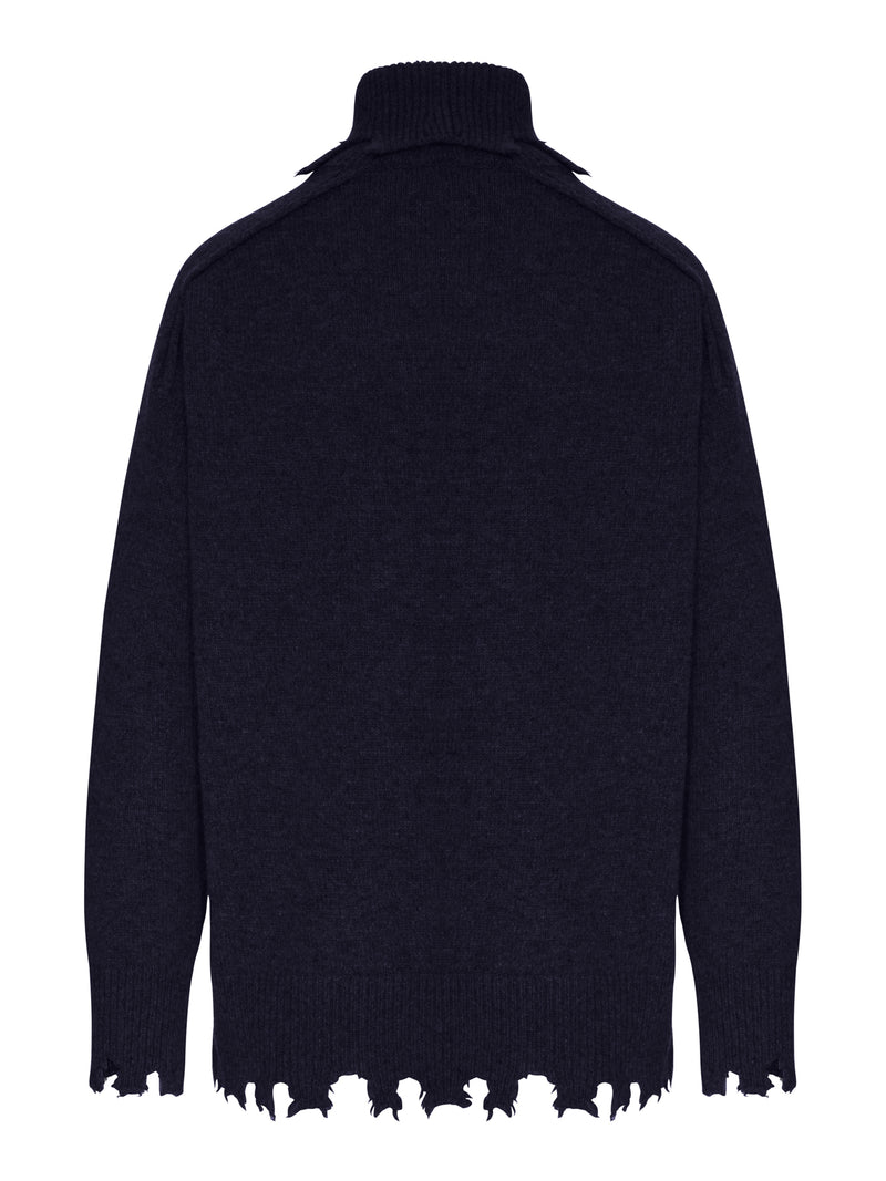 DISTRESSED TURTLENECK SWEATER