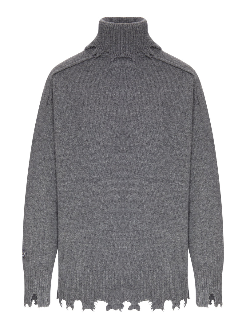 DISTRESSED TURTLENECK SWEATER