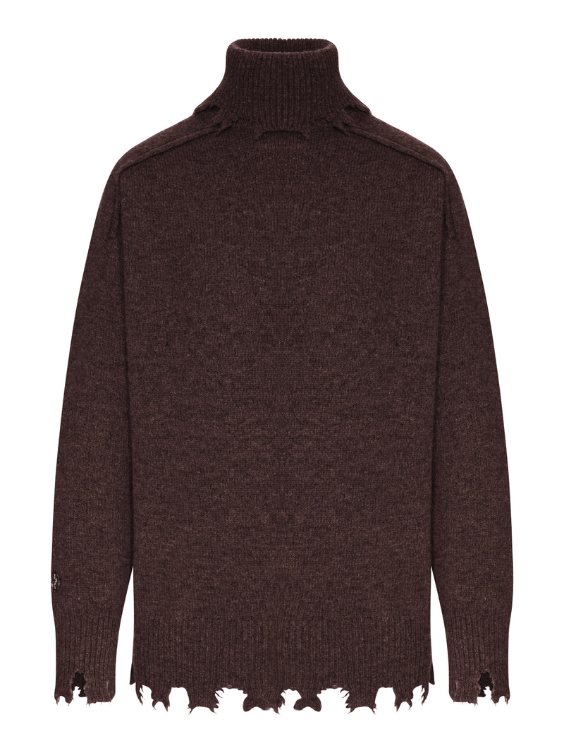 DISTRESSED TURTLENECK SWEATER