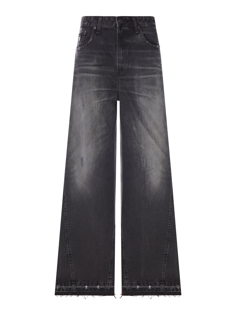 BLACK SKATER FLARE JEANS WITH A VINTAGE-EFFECT WASHED FINISH