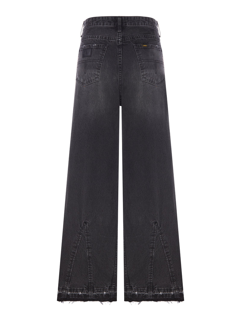 BLACK SKATER FLARE JEANS WITH A VINTAGE-EFFECT WASHED FINISH