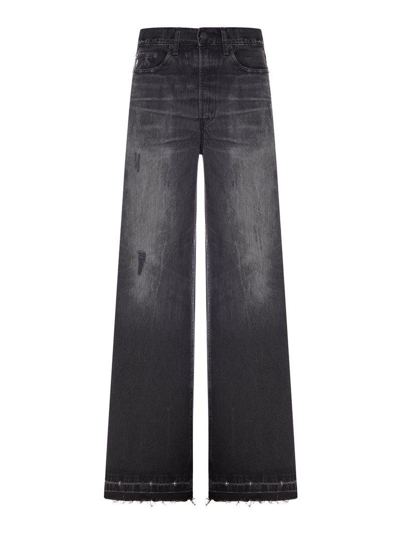 BLACK LOOSE-FIT SKATER JEANS WITH A VINTAGE-EFFECT WASHED FINISH