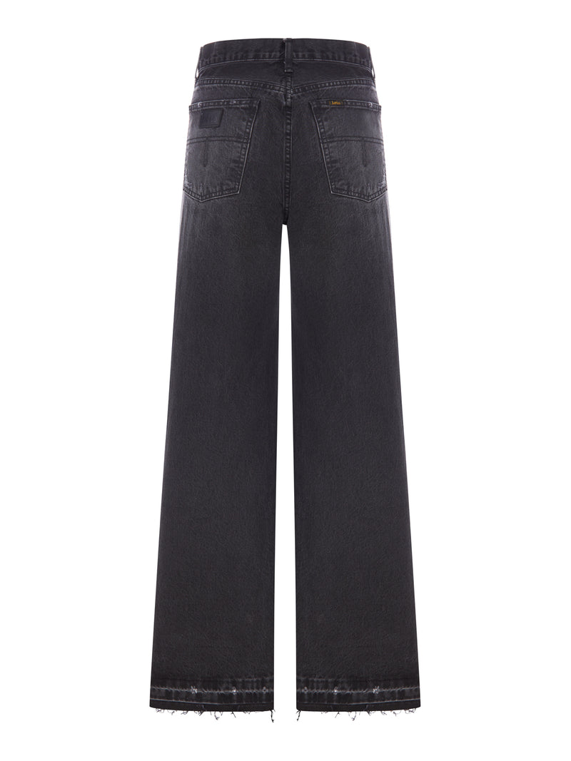 BLACK LOOSE-FIT SKATER JEANS WITH A VINTAGE-EFFECT WASHED FINISH