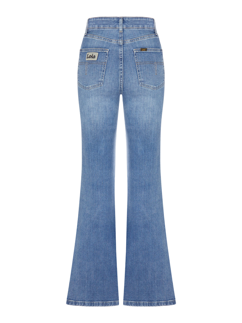LIGHT WASH DENIM FLARE JEANS