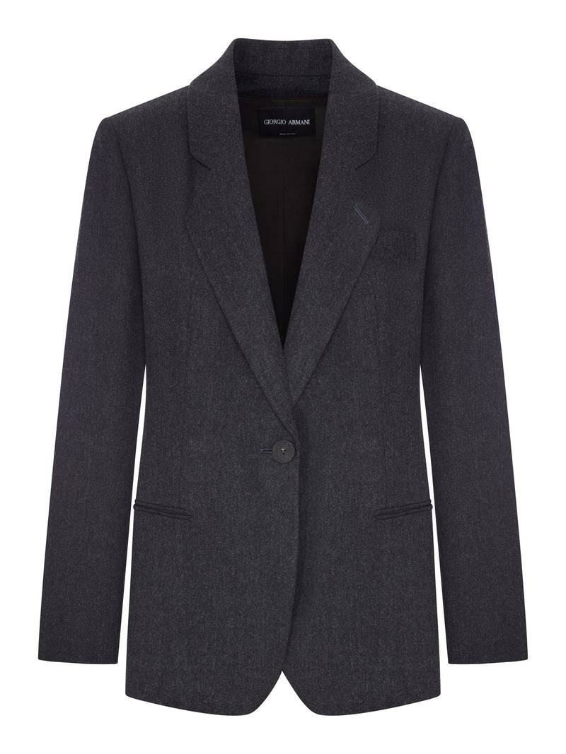 SINGLE-BREASTED WOOL AND CASHMERE FLANNEL JACKET
