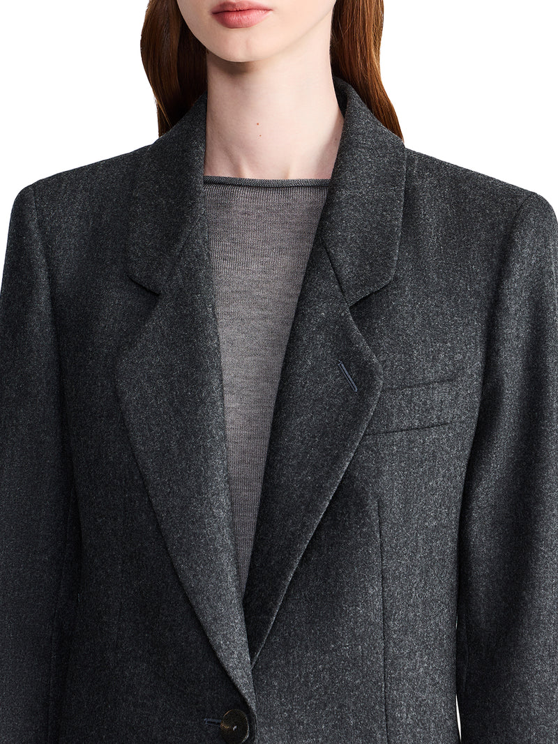 SINGLE-BREASTED WOOL AND CASHMERE FLANNEL JACKET