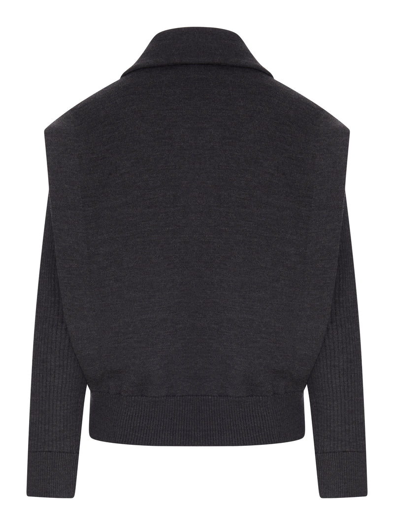 PADDED VIRGIN WOOL BOMBER JACKET WITH RIBBED SLEEVES