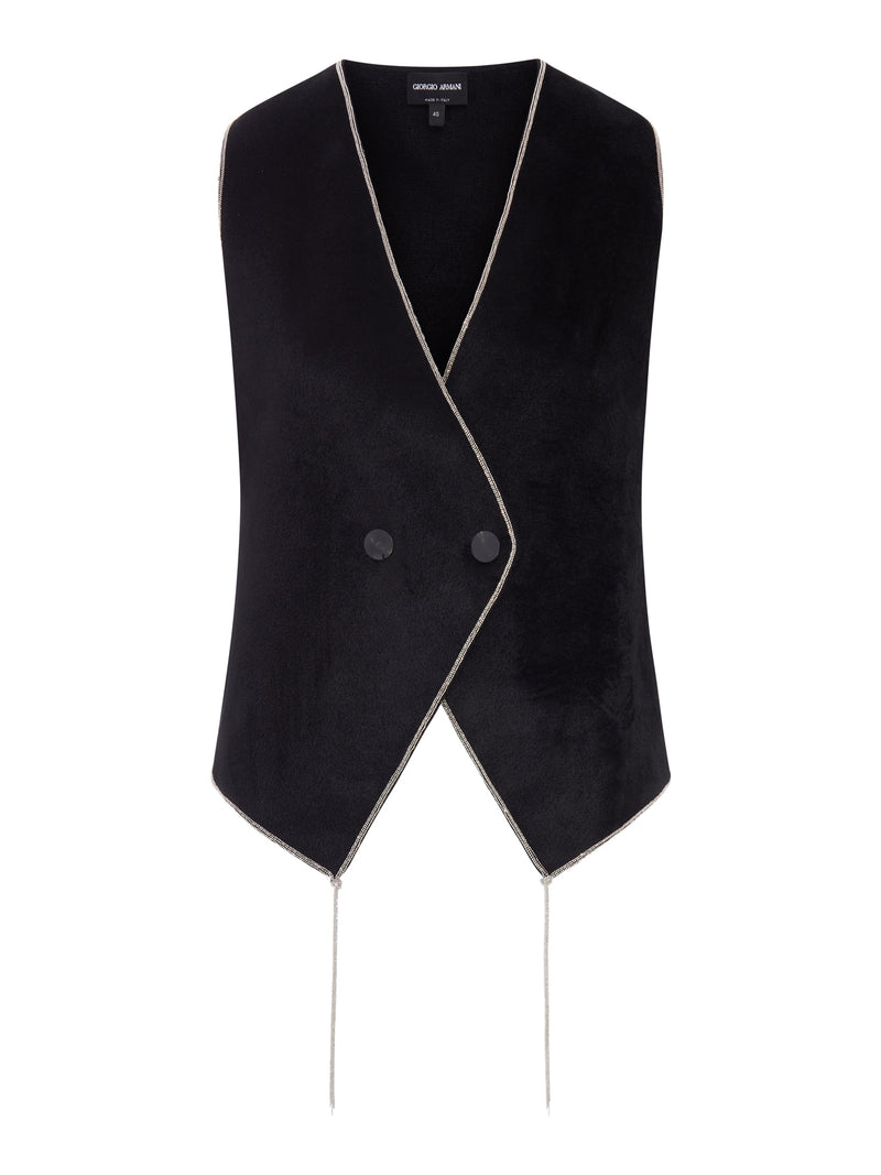 DOUBLE-BREASTED VELVET VEST WITH JEWEL PROFILES