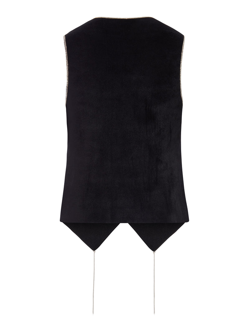 DOUBLE-BREASTED VELVET VEST WITH JEWEL PROFILES
