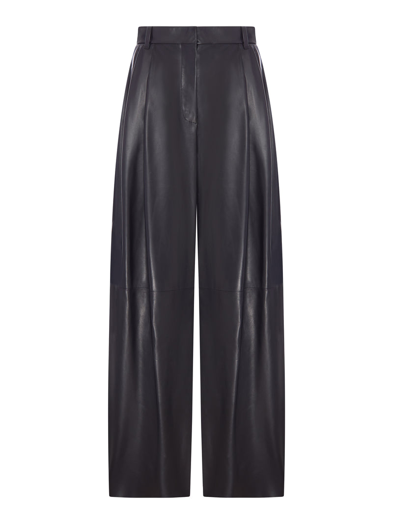 WIDE NAPPA TROUSERS WITH PLEATS