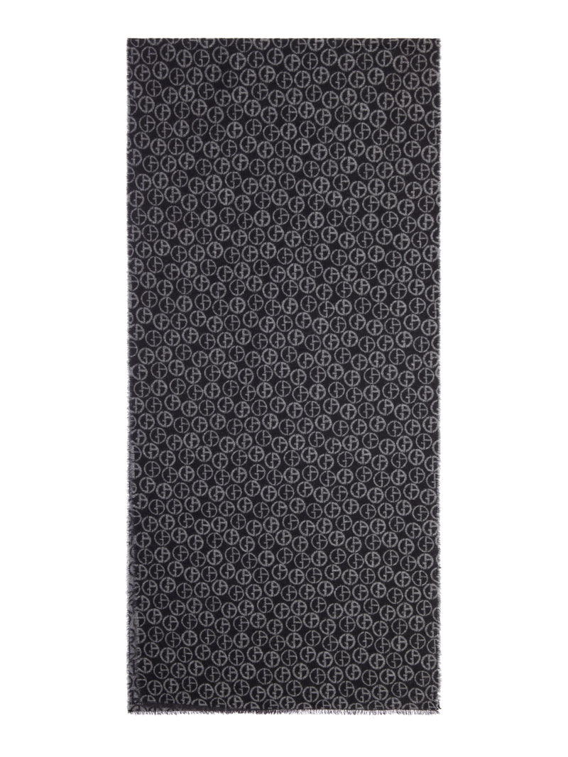 SCARF WITH ALL-OVER MONOGRAM PATTERN AND FRINGED EDGES