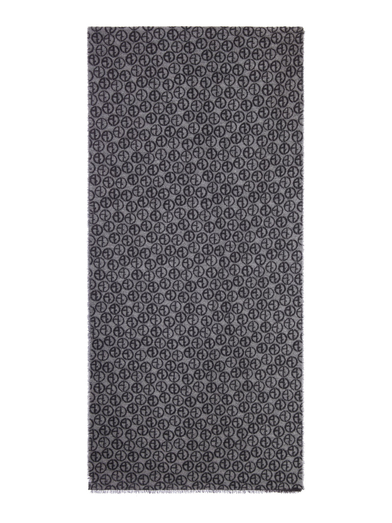 SCARF WITH ALL-OVER MONOGRAM PATTERN AND FRINGED EDGES