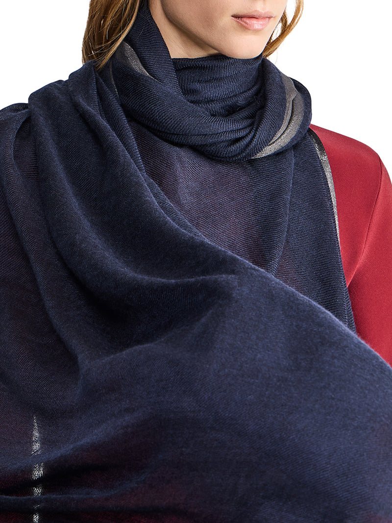 CASHMERE AND SILK STOLE WITH SHINY VISCOSE EDGE