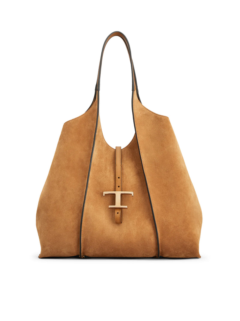 SUEDE SHOPPING BAG WITH THIN HANDLES