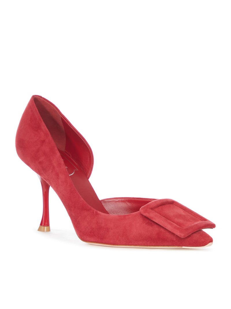 SUEDE PUMPS WITH BOW AND STILETTO HEEL
