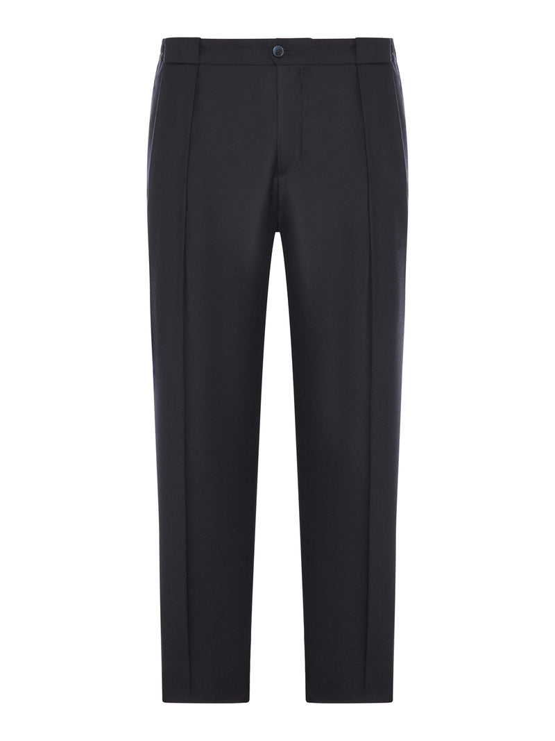PORTBELLOS-“ZIGNONE” PIECE-DYED PURE WOOL CANVAS TROUSERS