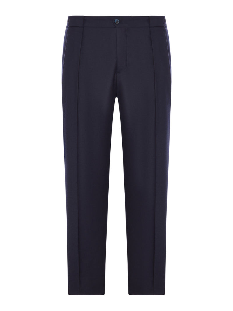 PORTBELLOS-“ZIGNONE” PIECE-DYED PURE WOOL CANVAS TROUSERS