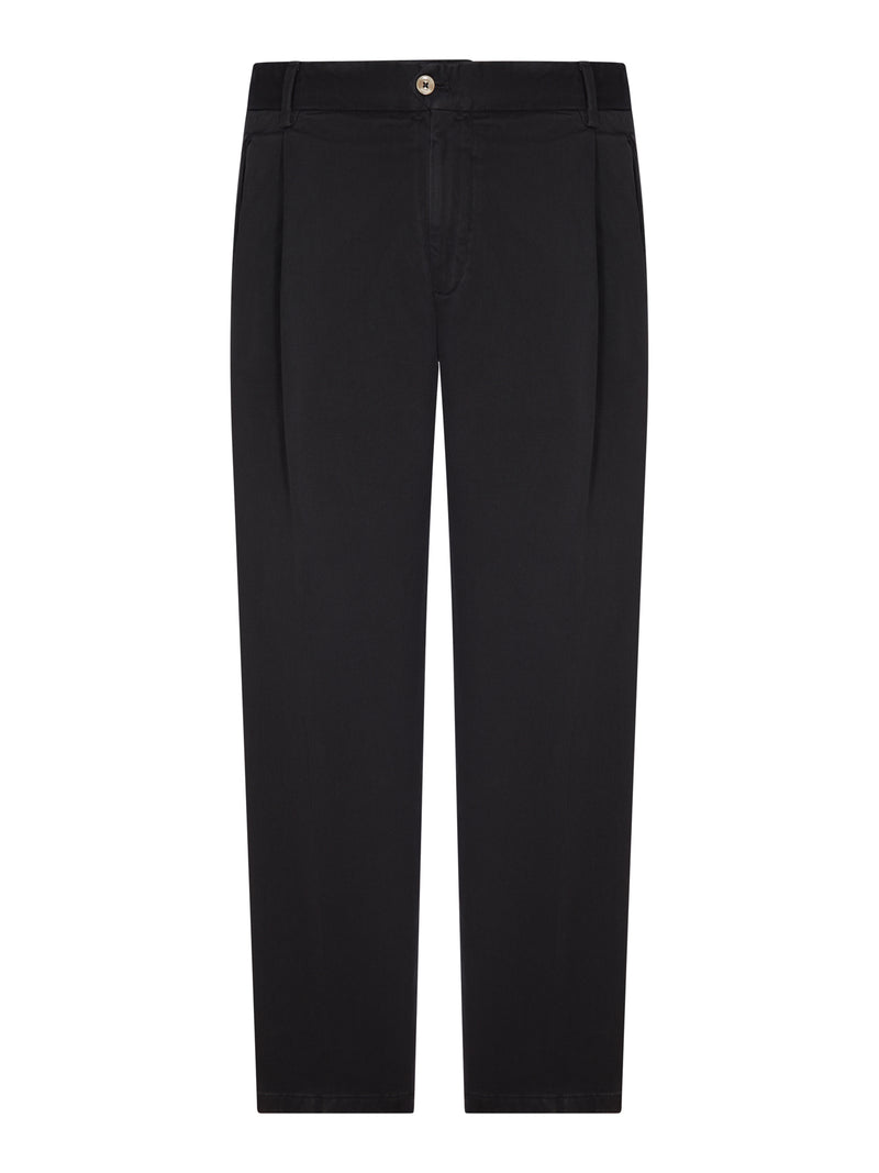 COTTON CHINO TROUSERS WITH PLEATS