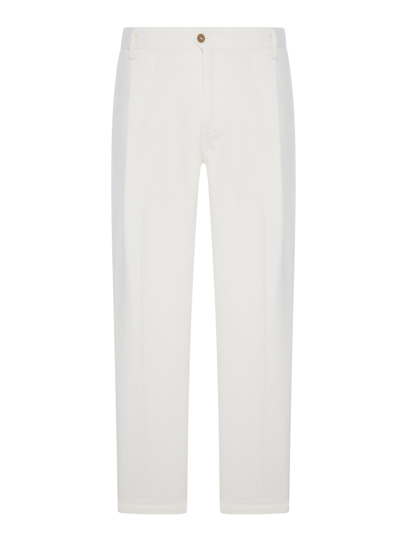 COTTON CHINO TROUSERS WITH PLEATS