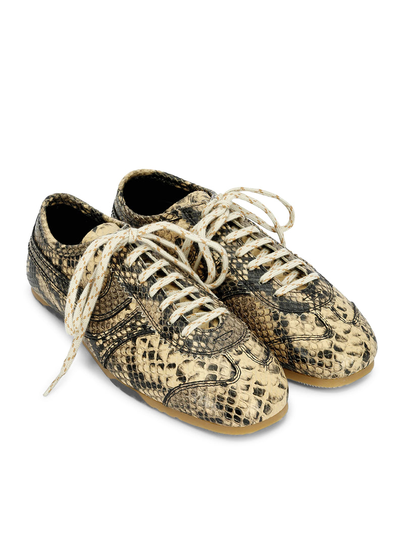 70S-STYLE SNAKESKIN-EFFECT LEATHER SNEAKERS