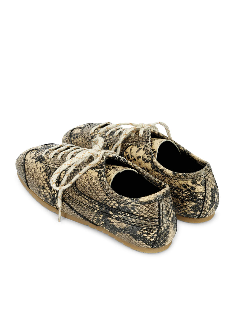 70S-STYLE SNAKESKIN-EFFECT LEATHER SNEAKERS