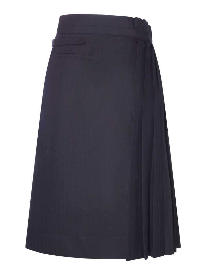 NAVY BLUE PLEATED MIDI SKIRT