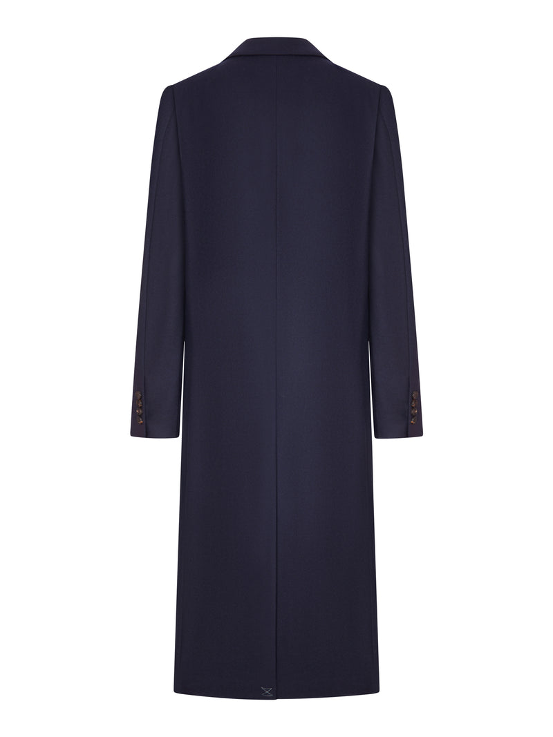NAVY BLUE DOUBLE-BREASTED LONG COAT