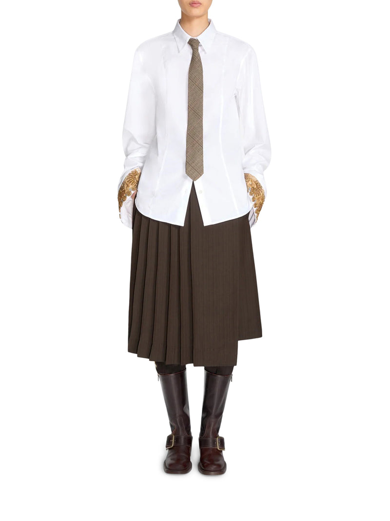 WHITE SHIRT WITH EMBROIDERED CUFFS