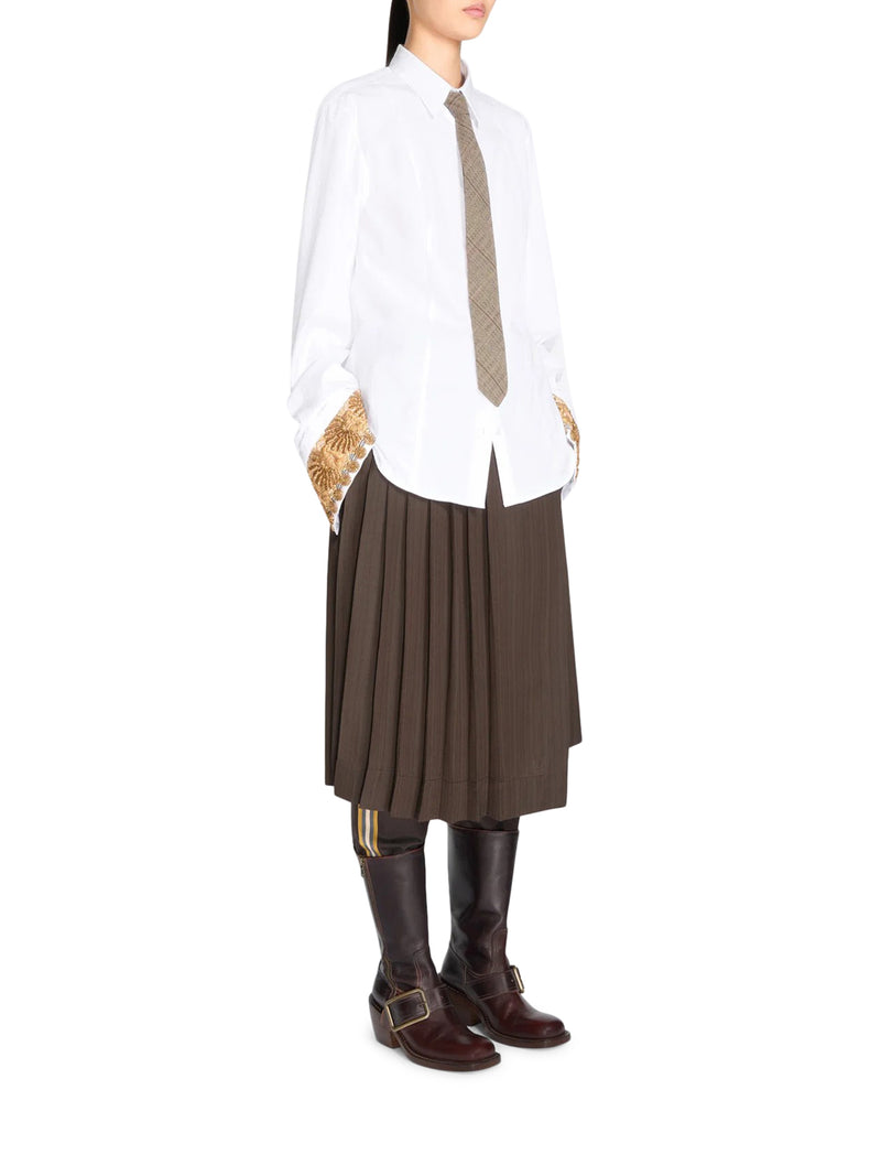 WHITE SHIRT WITH EMBROIDERED CUFFS