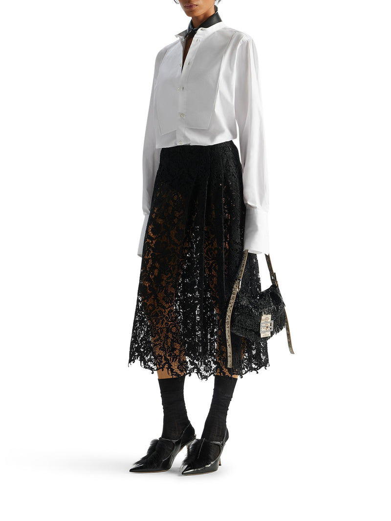 BLACK MACRAME LACE SKIRT