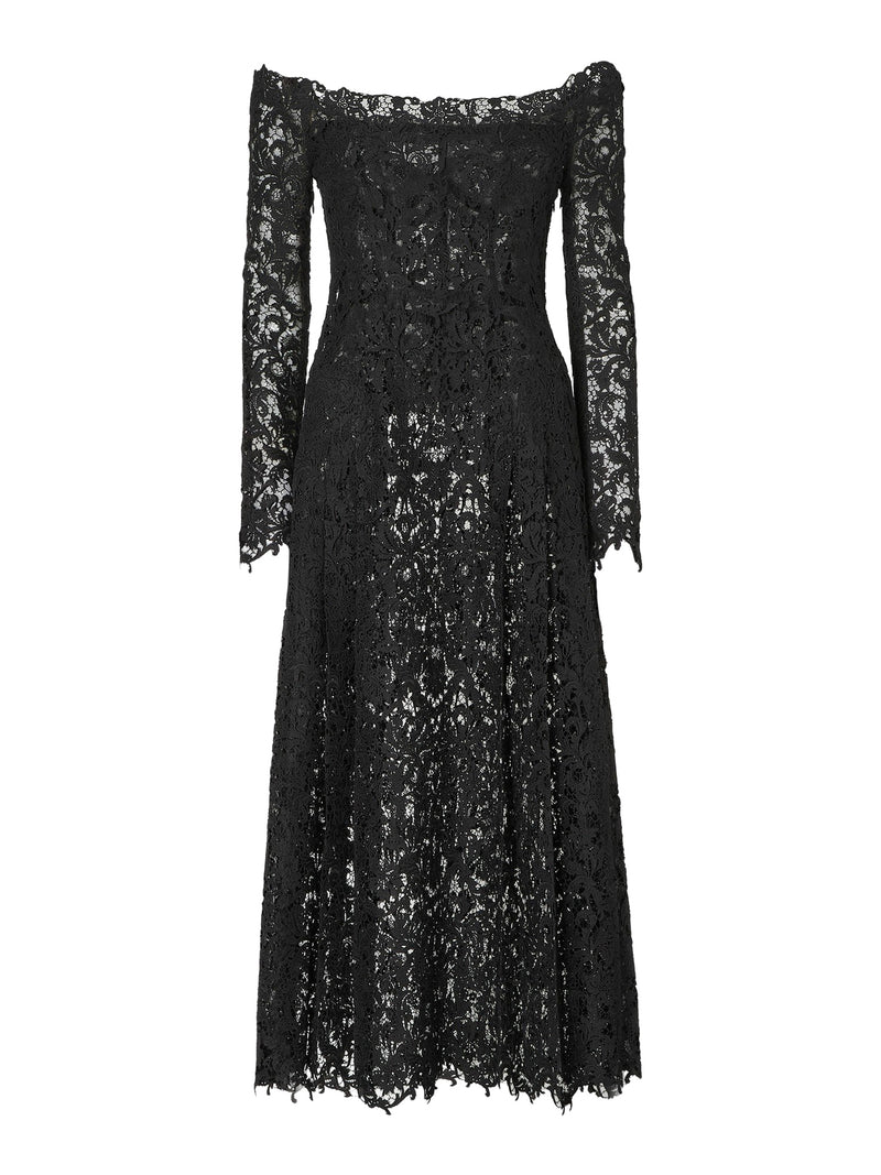 BLACK MACRAME LACE DRESS