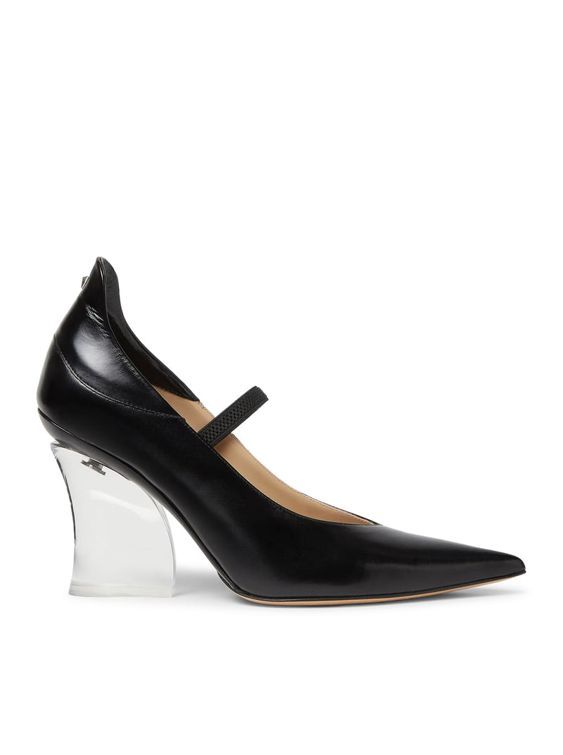 ILLUSION PUMP IN BLACK LEATHER