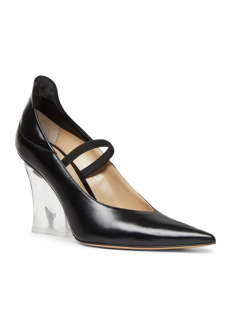 ILLUSION PUMP IN BLACK LEATHER