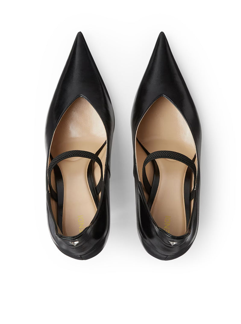 ILLUSION PUMP IN BLACK LEATHER