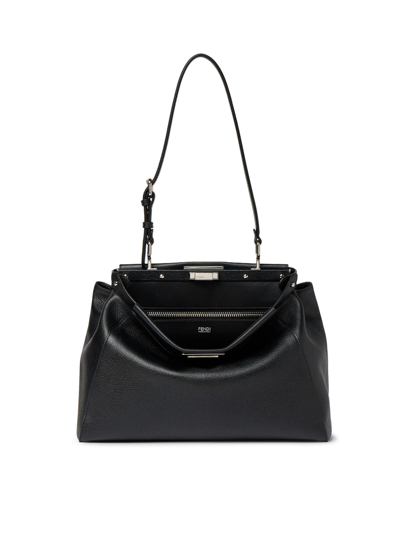 MY MEDIUM PEEKABOO® BLACK LEATHER BAG WITH EMBROIDERED MIRRORS