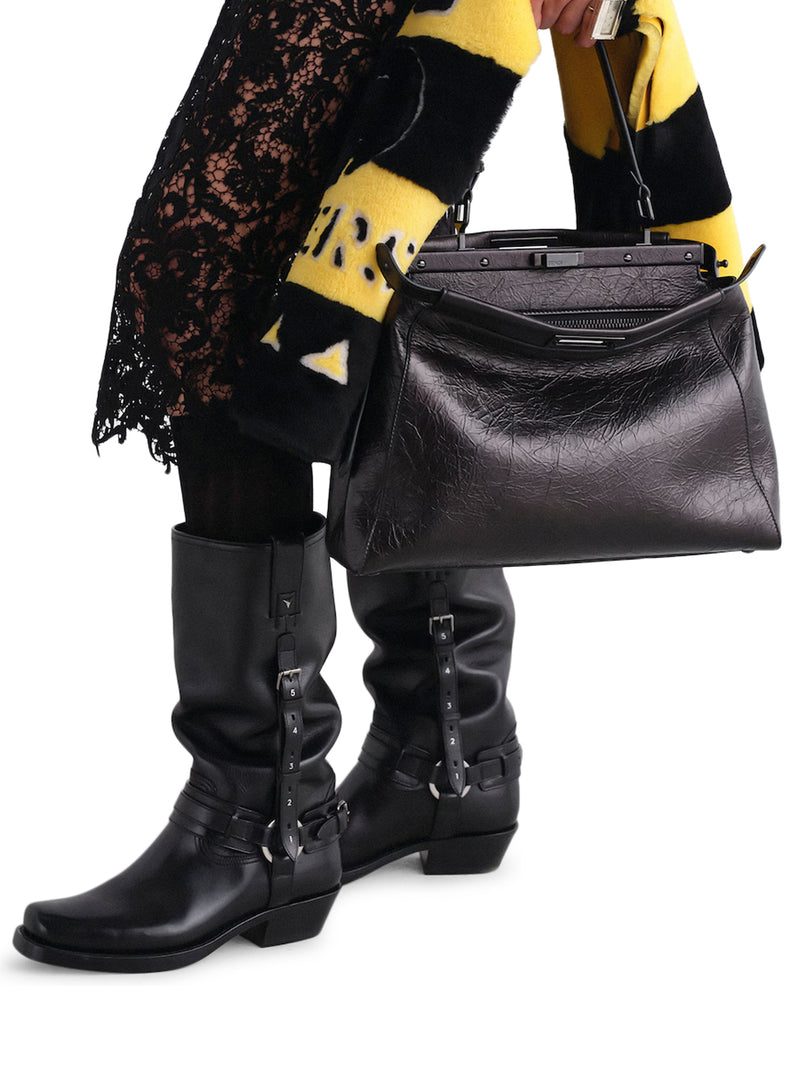 MEDIUM MY PEEKABOO® BAG IN BLACK CRACKLED LEATHER