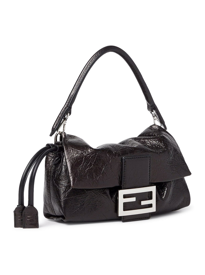 BLACK CRACKLED BAGUETTE® SOFT SMALL LEATHER BAG