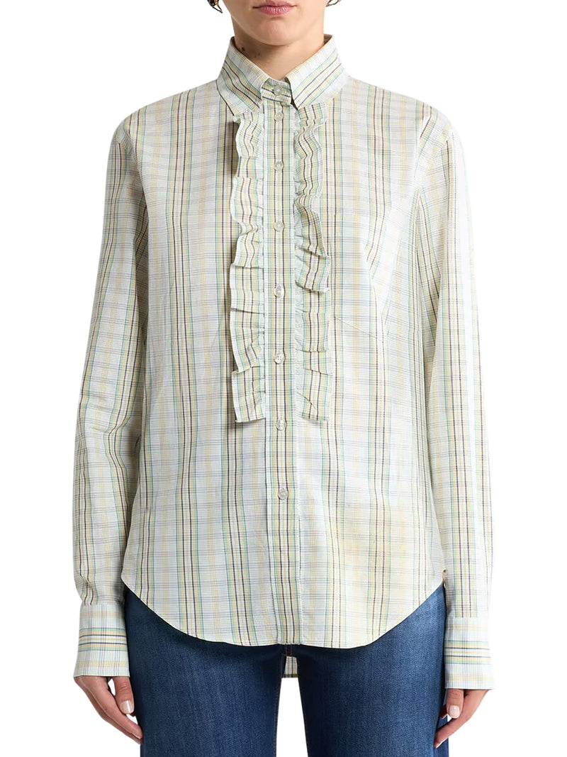 COTTON SHIRT WITH BIB AND CHECK PATTERN