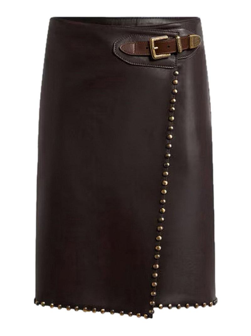 SHORT STUDDED LEATHER SKIRT