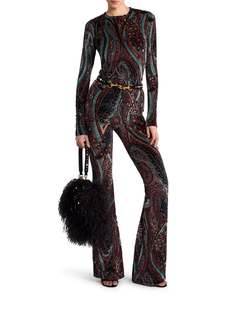 JACQUARD CHENILLE SWEATER WITH PAISLEY PATTERN