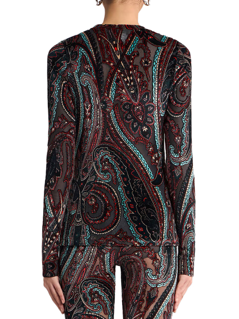 JACQUARD CHENILLE SWEATER WITH PAISLEY PATTERN