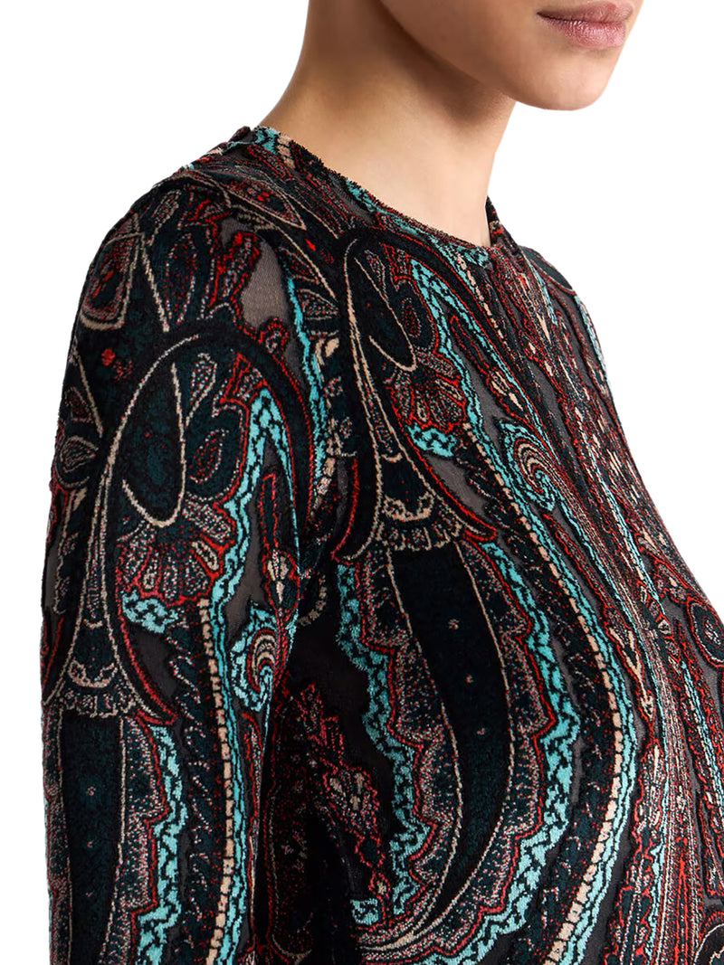 JACQUARD CHENILLE SWEATER WITH PAISLEY PATTERN