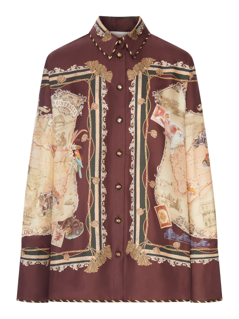 PRINTED SATIN SHIRT WITH A SCARF MOTIF