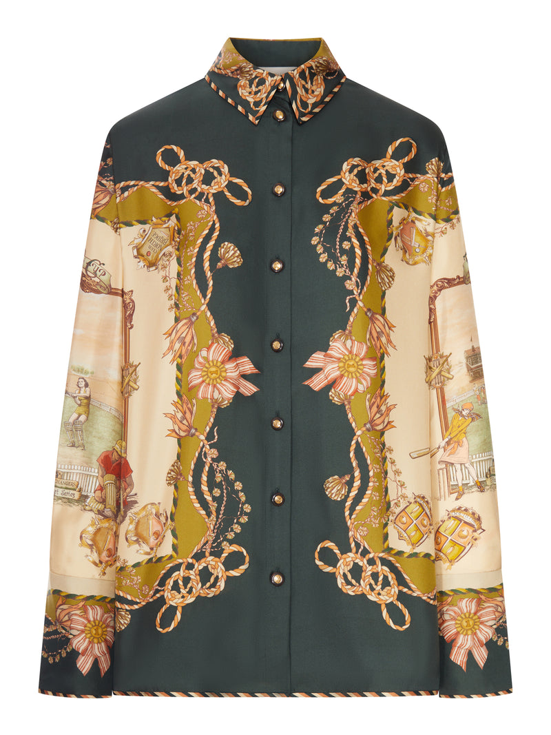 PRINTED SATIN SHIRT WITH A SCARF MOTIF