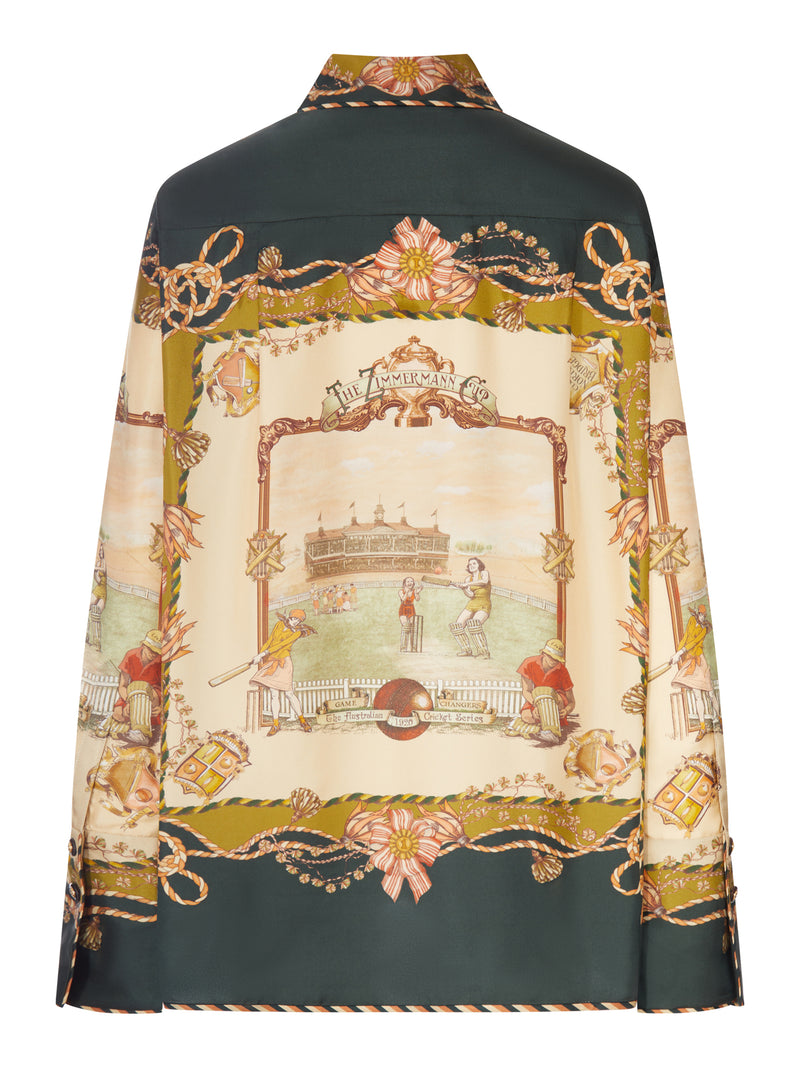 PRINTED SATIN SHIRT WITH A SCARF MOTIF
