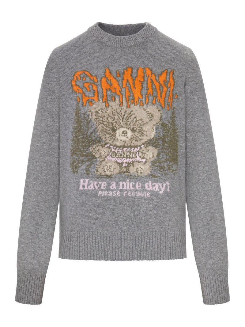CREWNECK KNIT SWEATER WITH FRONT GRAPHIC INTARSIA