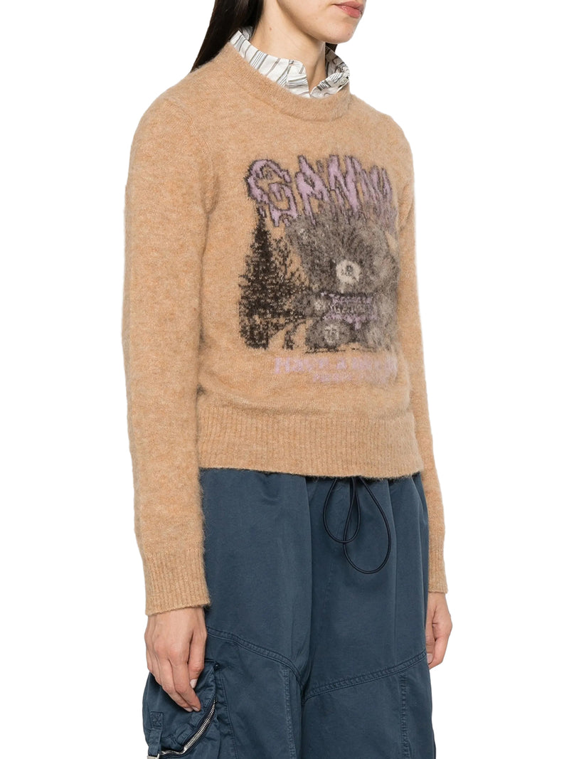 CREWNECK KNIT SWEATER WITH FRONT GRAPHIC INTARSIA