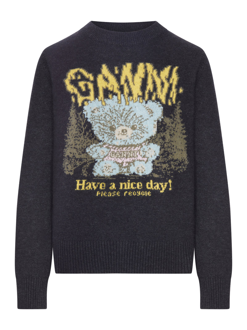 WOOL SWEATER WITH TEDDY GRAPHIC